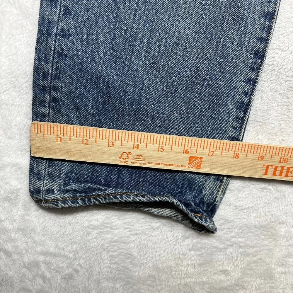 Levi's 501 Jeans Mens Blue Denim Distressed Mid Rise Straight Button Fly 32X32.5